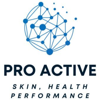 Pro Active logo with a blue geometric design on a white background